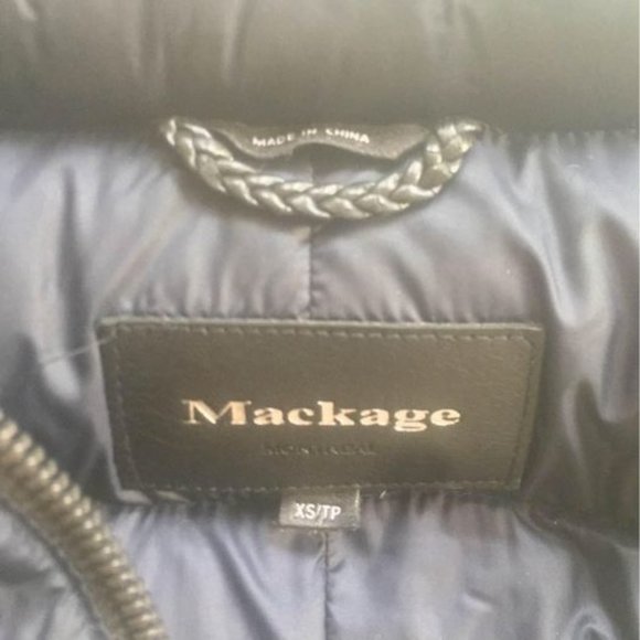 Navy Mackage Down Puffer Parka, with hidden hood - Picture 6 of 6